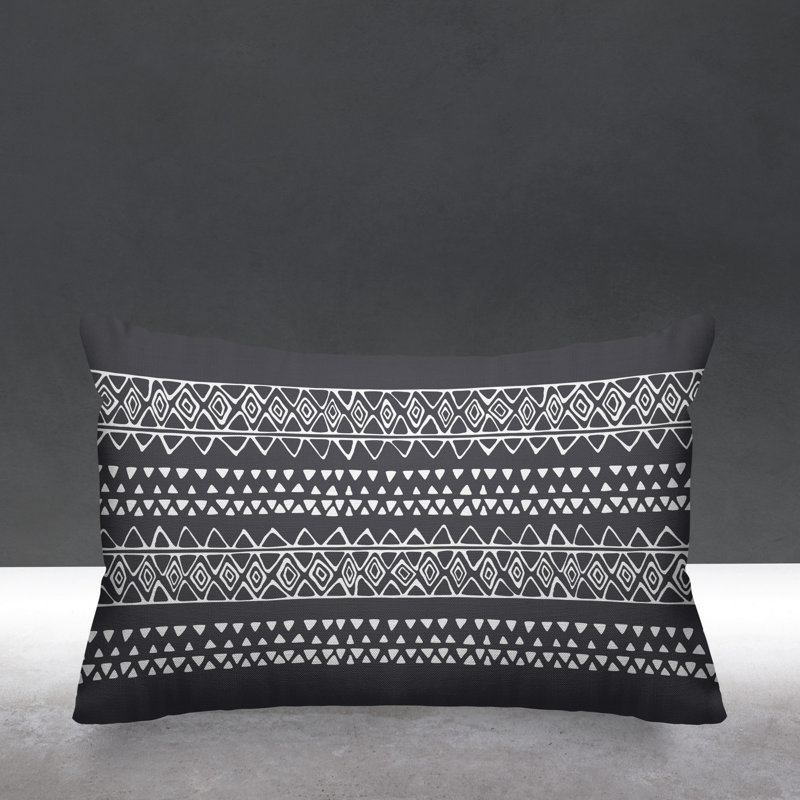 Titi Geometric Outdoor Reversible Throw Pillow, Gray