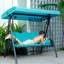 Balancelle de véranda à 3 places avec auvent inclinable réglable, coussins et coussins inclus Shadona, bleu marine-81903169-81903168