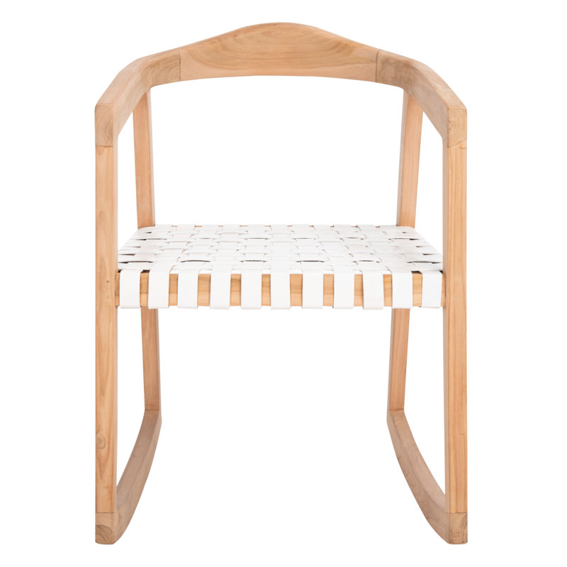 Crawford Solid Wood Rocking Chair, White/Natural