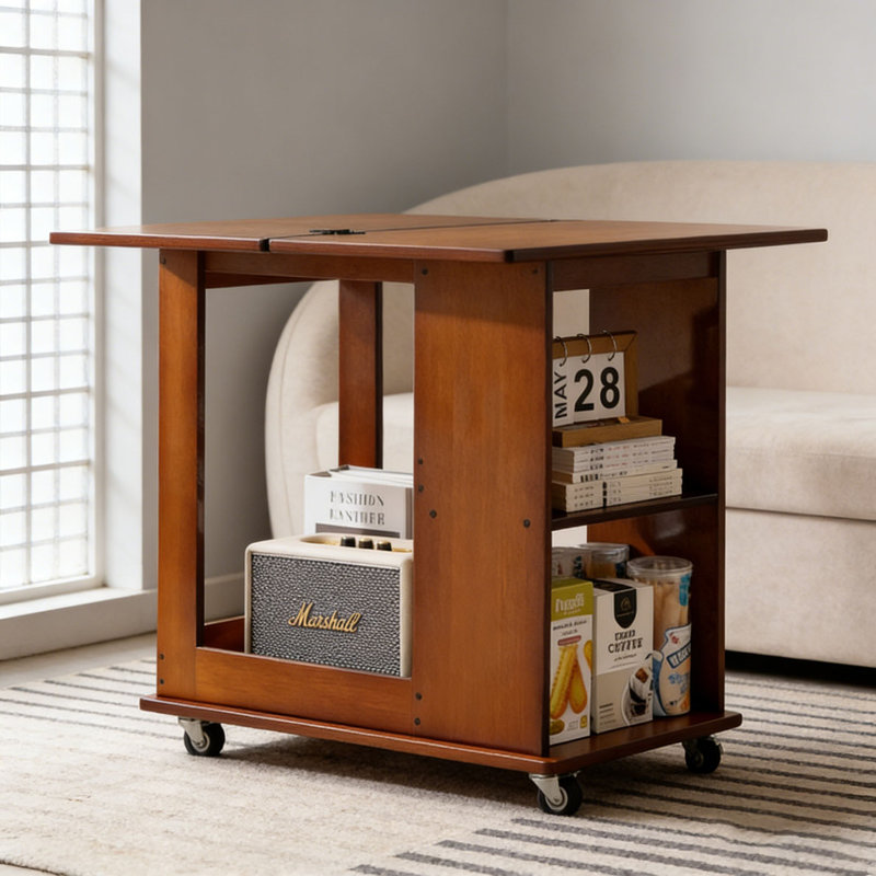 Table pliante en bambou, Noyer 0