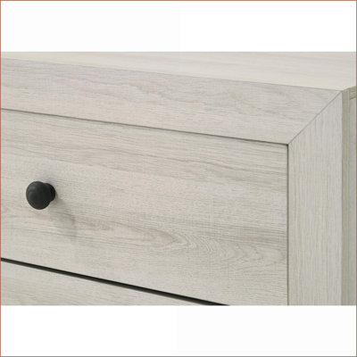 Rustic White Wash 2-Drawer Wooden Storage Nightstand