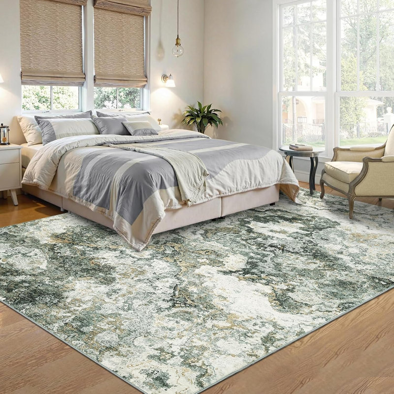 Washable Rug, Abstract Non-Slip, Soft Low Pile for Kitchen, Hallway, Bathroom, Laundry, Indoor Accent Carpet.