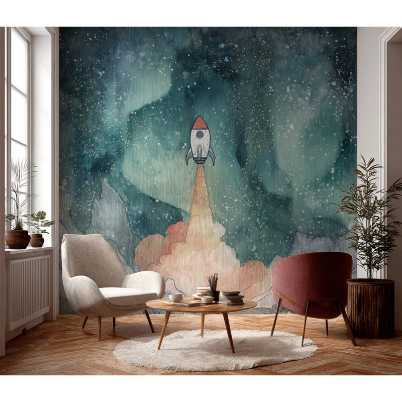 Papier peint double fusée amovible Spacey, Texturé non collé, 120 po x 96 po