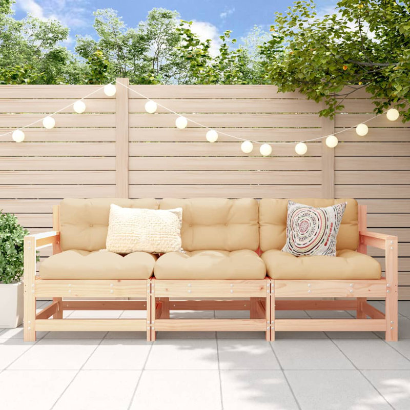 Alpen Home 3 Piece Garden Lounge Set Solid Wood Pine, Natural