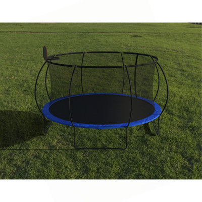 14 FT Pumpkin Trampoline, Outdoor Trampoline with Basketball Hoop, Enclosure Net and Ladder