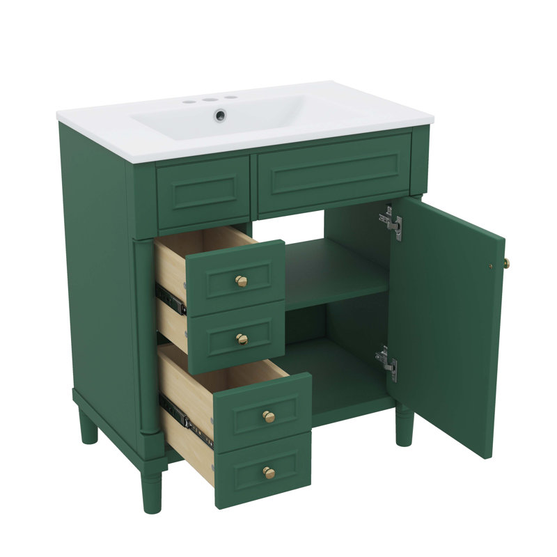 Ensemble de meuble-lavabo moderne 30 po avec lavabo 30 po, Vert