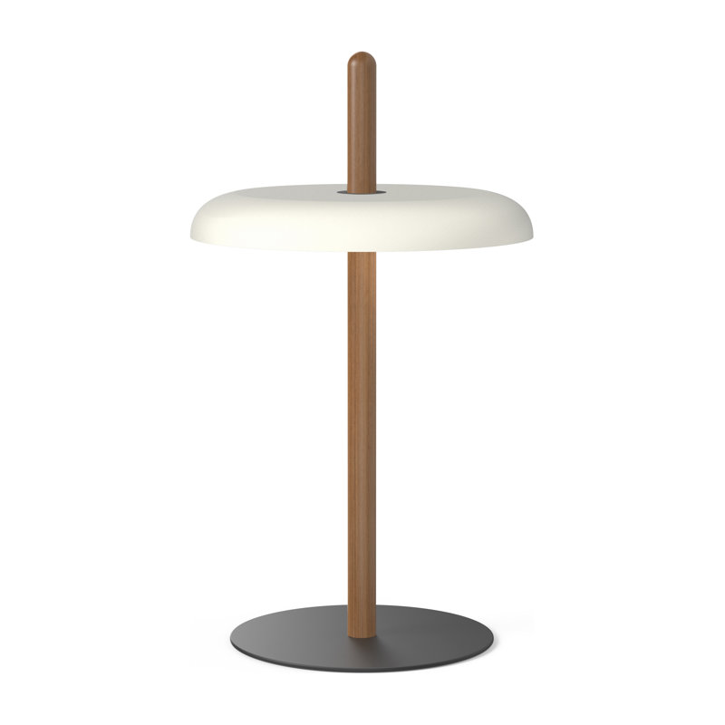 Lampe de table Nivél, Blanc, Noyer