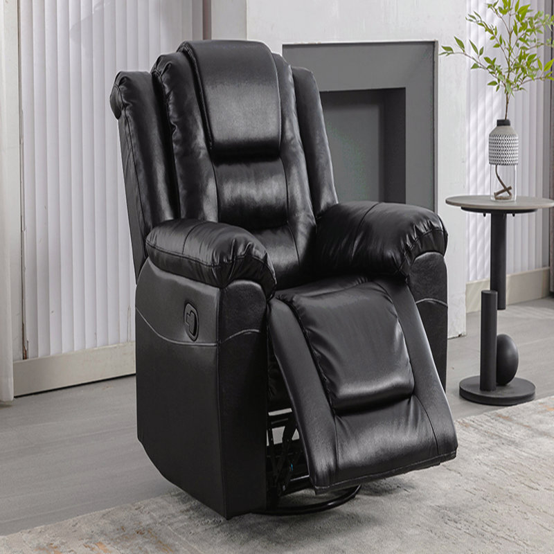 Fauteuil inclinable à bascule pivotant à 360 ° - manuel, large accoudoir, salon / chambre à coucher, Noir