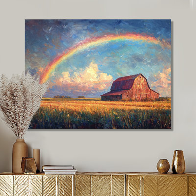 Arc-en-ciel au-dessus de la ferme I - art mural arc-en-ciel