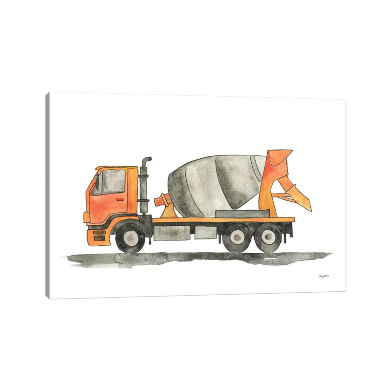 Camion de ciment - impression sur toile tendue, H 8 po x l 12 po x P 0,75 po