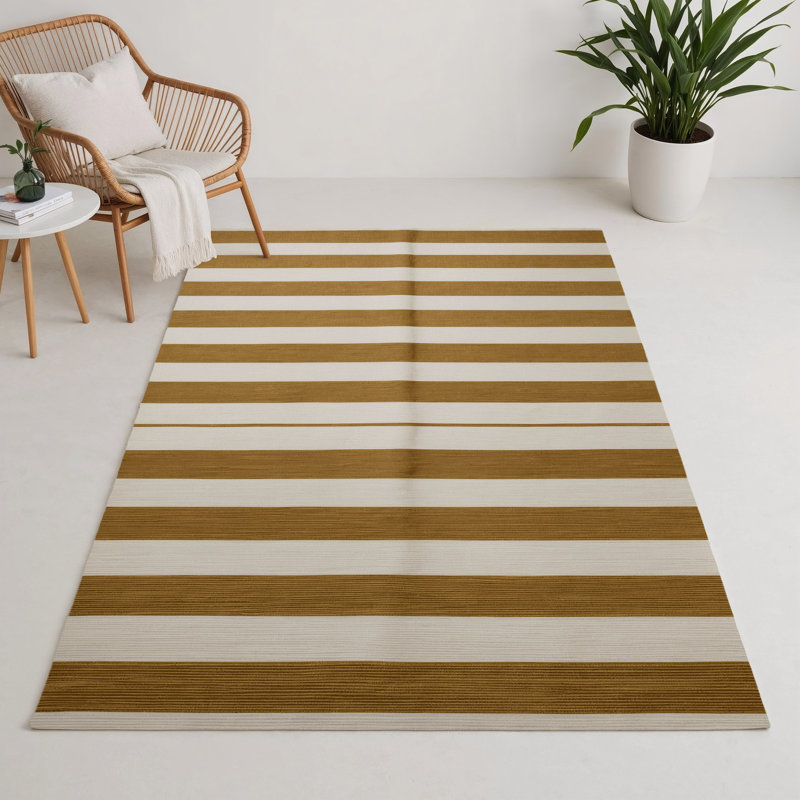 Tapis intérieur / extérieur beige HorizontalStripes, Rectangulaire 3 pi x 5 pi
