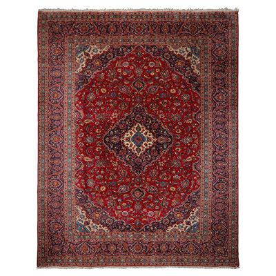 10'2''x13'6'' Hand Knotted Wool Red Heriz Traditional Plush Pile Rug