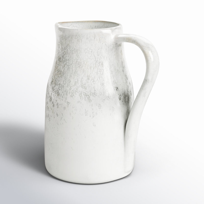 Lily Valley Stoneware Pitcher, 5.5" H x 3.5" W