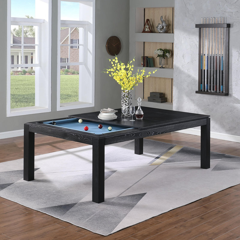 Ashmont Slate Pool Table with Dining Tops, 7 ft, Vintage Black, Tournament Blue