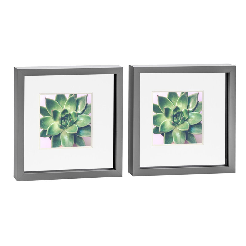 Nicola Spring - 3D Box Photo Frames, 27.5cm H x 27.5cm W x 3.5cm D, Grey/White