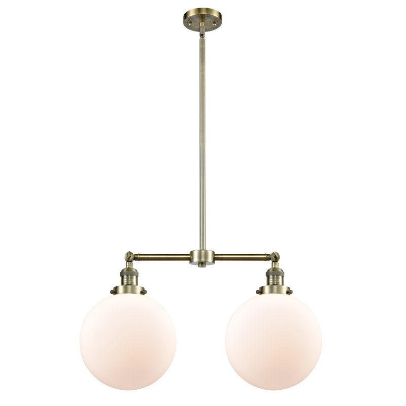 Lustre unique à 2 lumières Clermont, Ampoule non incluse, Laiton antique