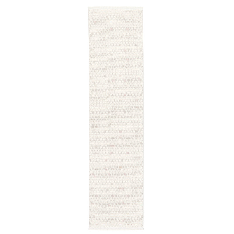 Ivory High-Low Textured Synthetic Runner Rug 1'9" x 7'2"