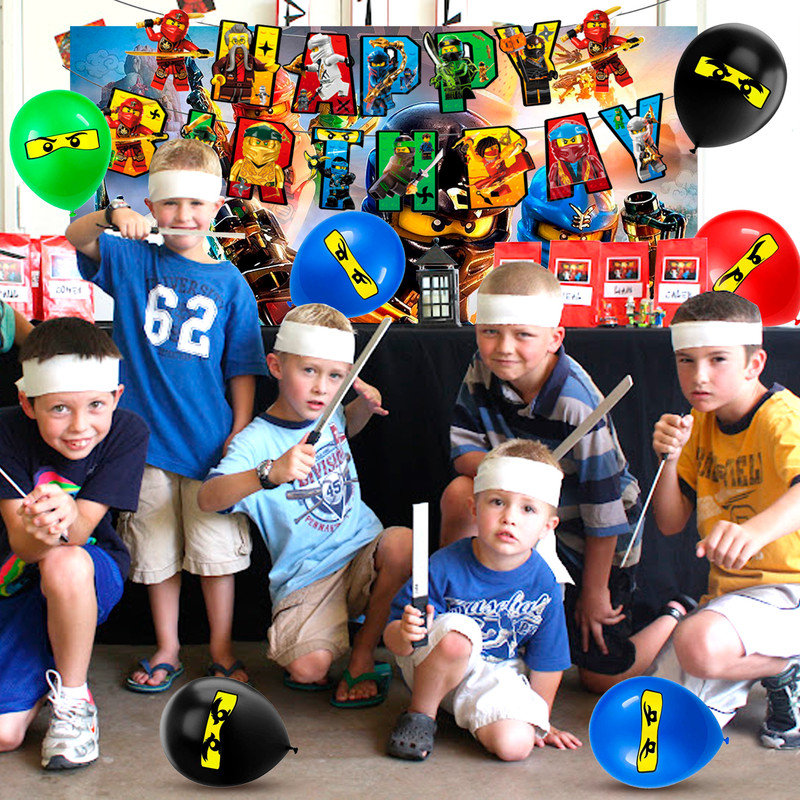 Anniversaire Ninjago, 112 pièces décorations de fête Ninjago