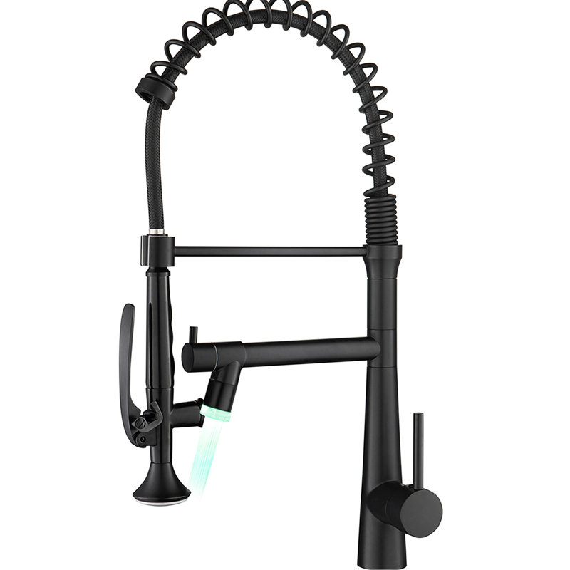 Pull Down Faucet For Kitchen - Heavy Duty Commercial, Matte Black With Single Handle Pre-Rinse Spring Commercial Style Construction