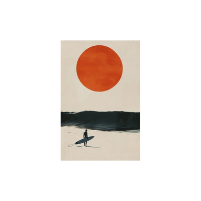 Coucher de soleil et surf, affiche rétro, art mural, 16 x 20