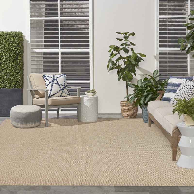 Tulum Solid Indoor/Outdoor Area Rug, Rectangle 9' x 12', Taupe