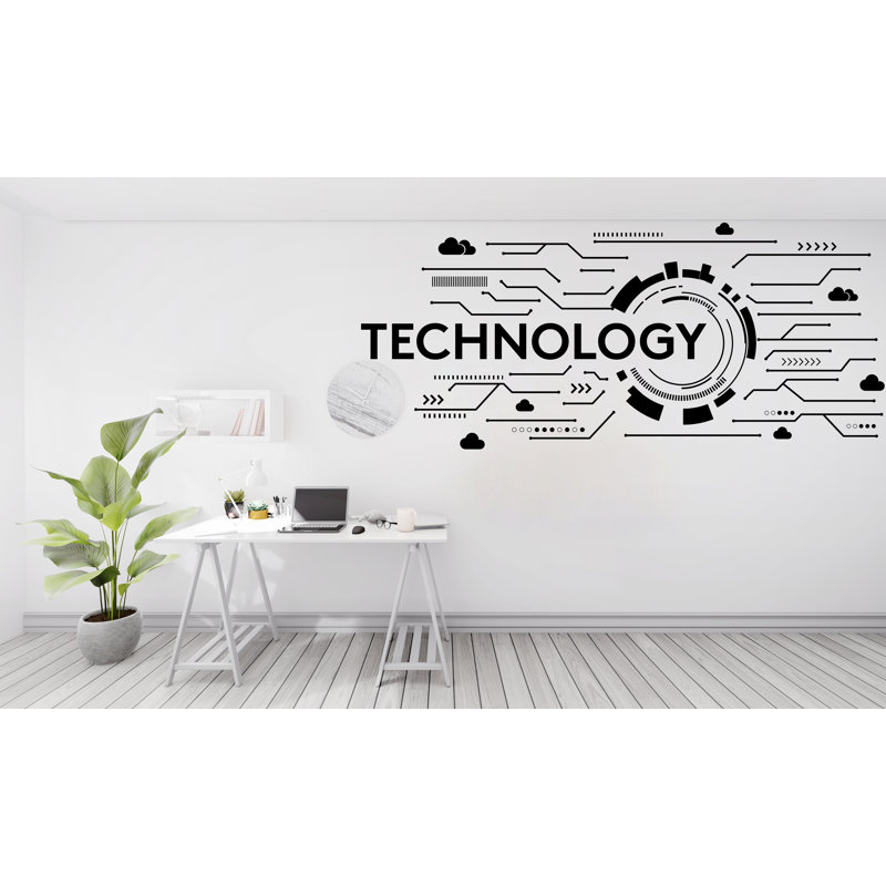 Adhésif décoratif technologie vinyle, autocollant de carte de circuit imprimé, décoration murale de bureau, autocollant mural de logiciel de gestion, bureau d'ordinateur, décalcomanies murales de bureau