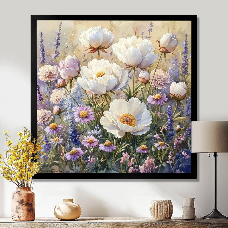 Kowal - Floral Wall Art, Single Picture Framed Print, Black, 16" H x 16" W