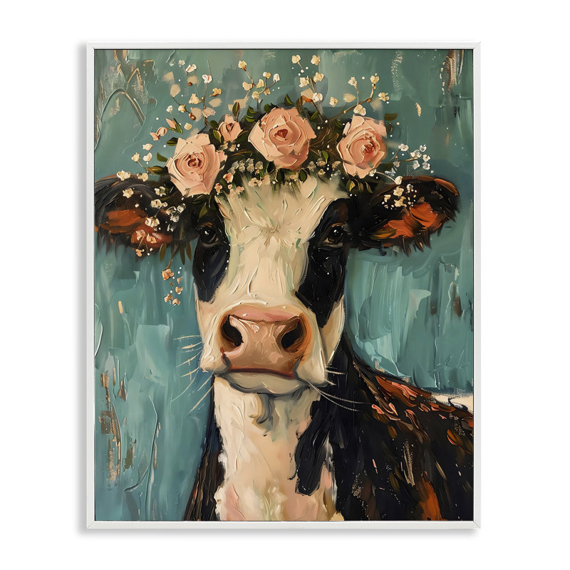 Jolies fleurs de vaches roses encadrées, estampe numérique, design par LSR Creative Studio, H 30 po x l 24 po
