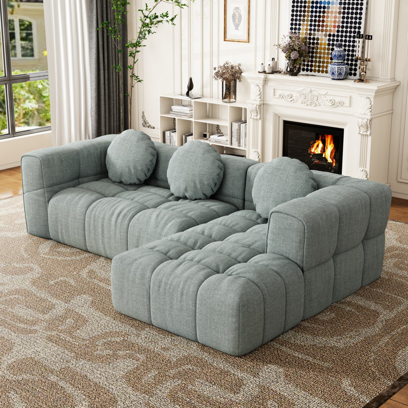 Fauteuil inclinable moderne tapissier en forme de L de 103 po avec 4 sièges et support en mousse, dossier de soutien accueillant et élégant, confortable