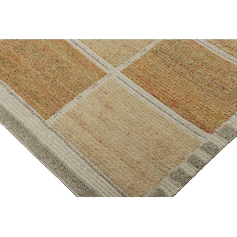 Rug & Kilim’S Scandinavian Style Rug, Beige-Brown With Square Geometric Patterns