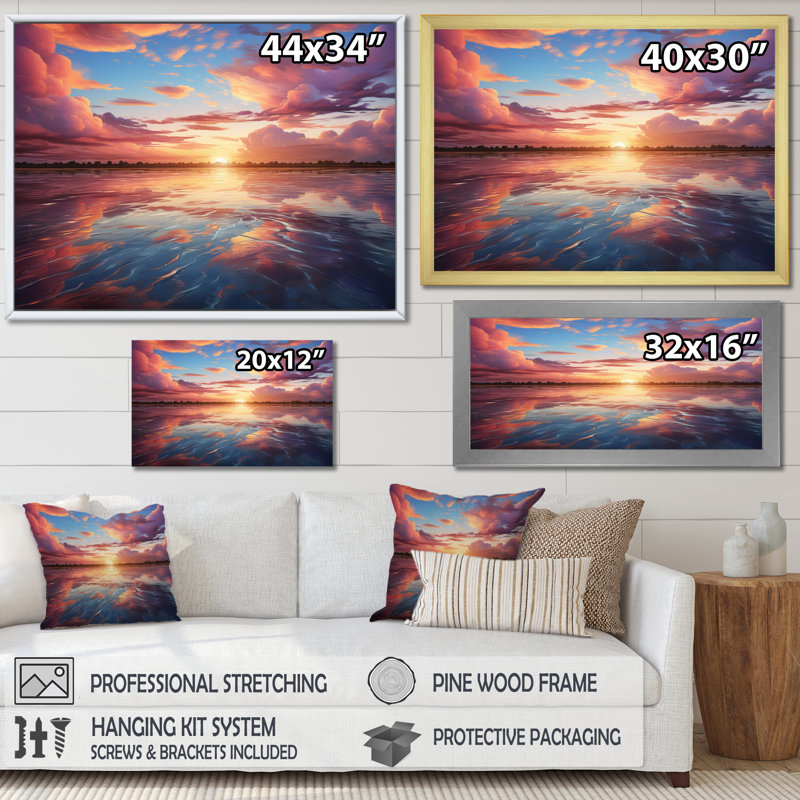 «Sky Celestial Whispers III», reproduction sur toile, H 16 po x l 32 po x P 1 po, Cadre flottant noir