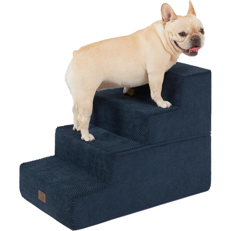 Escalier pour animal 3 marches Emalee, Bleu marine, Petit (H 18 po x l 15 po x P 24 po)