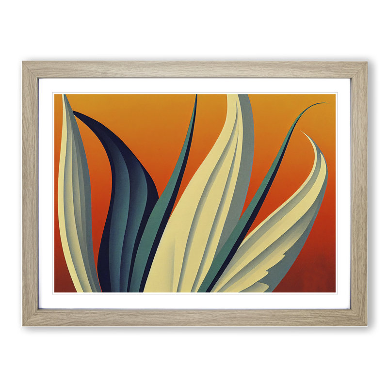 Inspiring Plant Leaf Abstract - Framed Print, 25cm H x 34cm W x 2cm D, Oak Framed