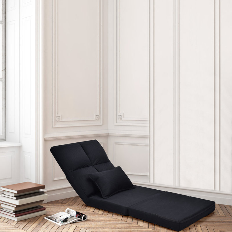 Alanis Twin 103 " Velvet Futon Chair, Black Velvet