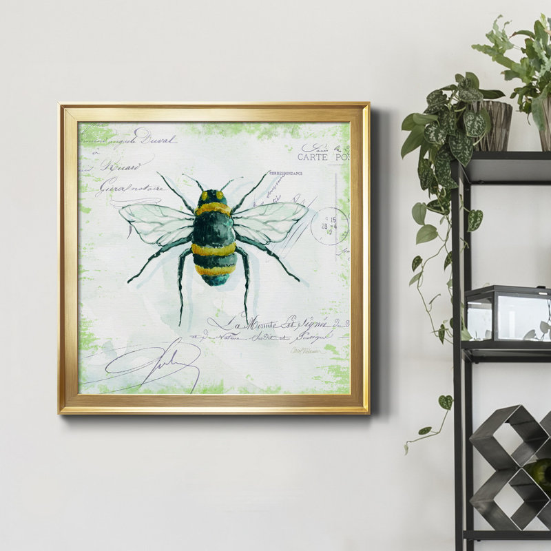 " Garden Bee " Painting Print, Gold, 24" H x 24" W x 1" D