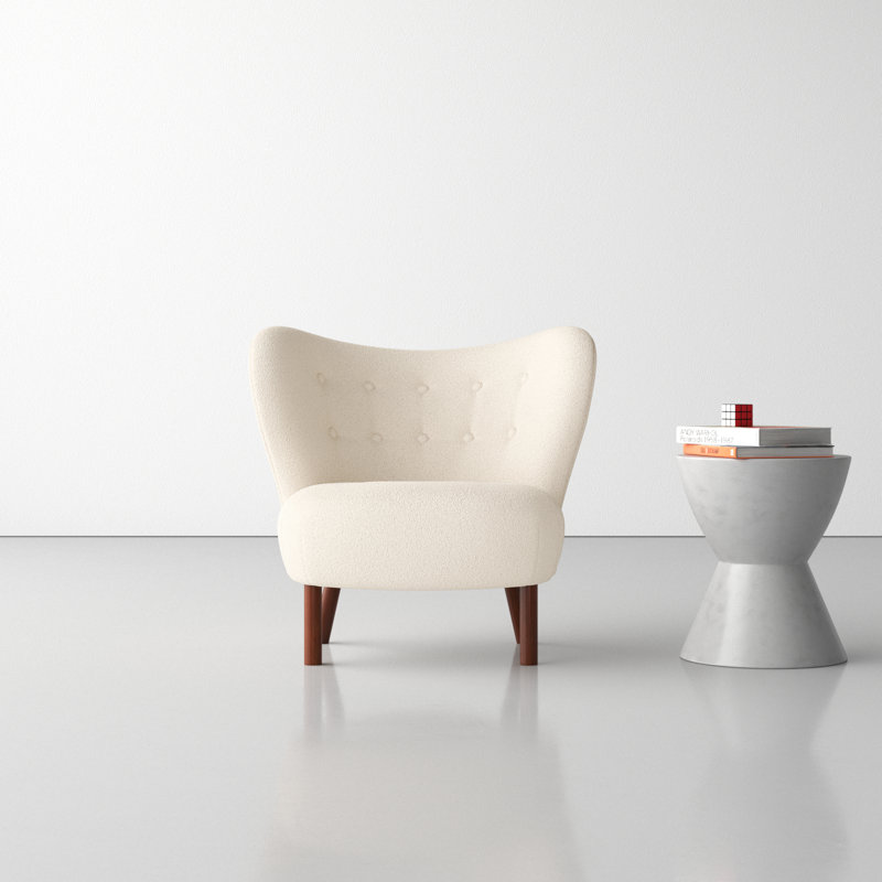 Cadwell Upholstered Wingback Chair, Ivory