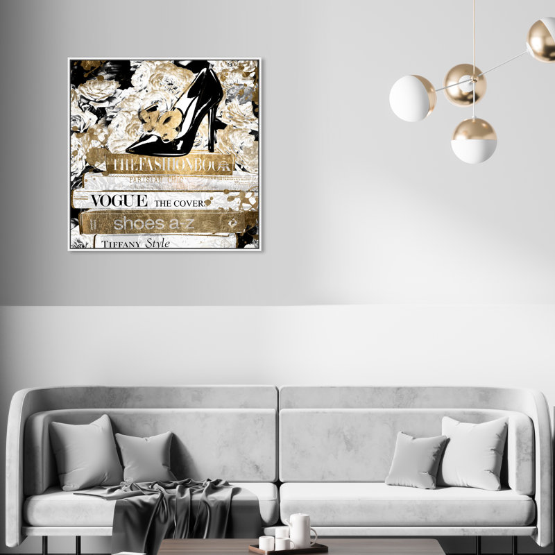 Bibliothèque, art textuel sur toile, H 30 po x l 30 po, Cadre flottant blanc