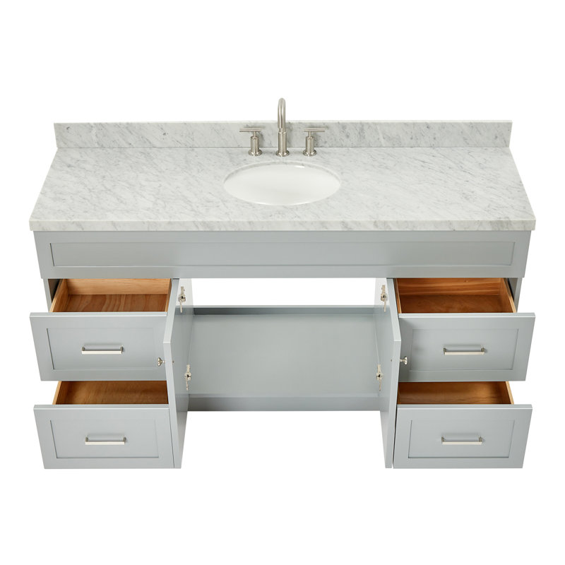 Abell 67'' Single Bathroom Vanity with Carrara Marble Top, Gray