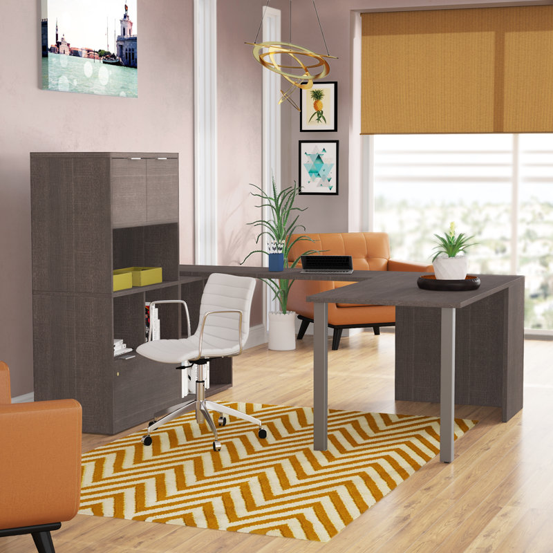 Azpurua U-Shaped Executive Desk, Bark Gray