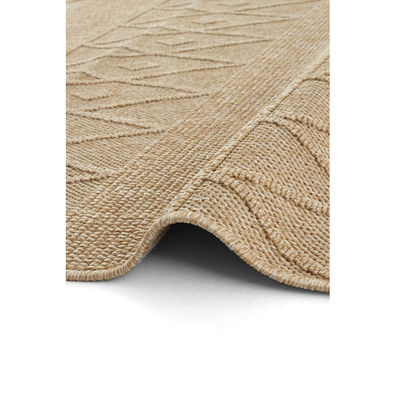 Hasir Beige Wicker Textured Cut Pile Rug, Rectangle 3'11" x 5'11"