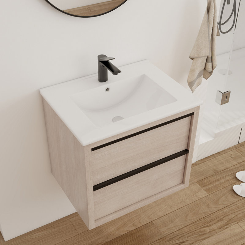 Meuble-lavabo simple 24,34 po Naileah avec plateau en céramique