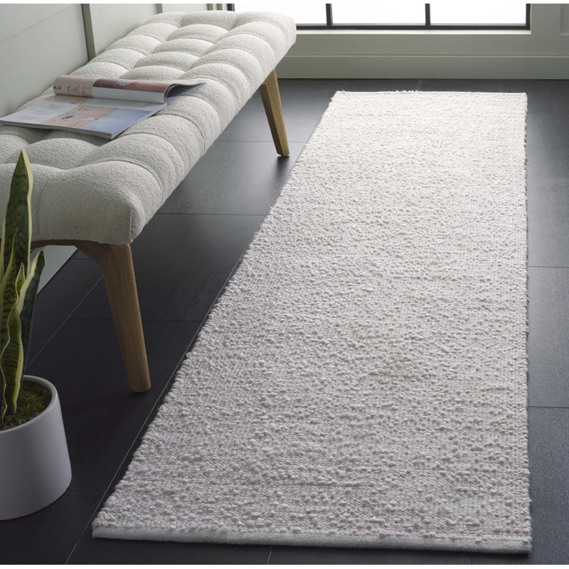 Tapis rose / ivoire en coton tissé à la main Cynda Renewal, Tapis de couloir 2 pi 3 po x 8 pi