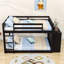 Lit superposé en bois avec tiroirs et tablettes de rangement-769830996-769830993