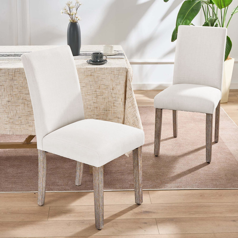 Chaise d'appoint rembourrée en tissu , Blanc, 2 Pieces