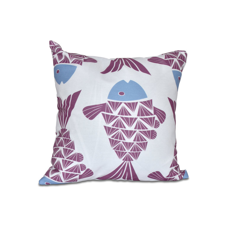 Beach Vacation Outdoor Reversible Throw Pillow, 18" H x 18" W, Purple