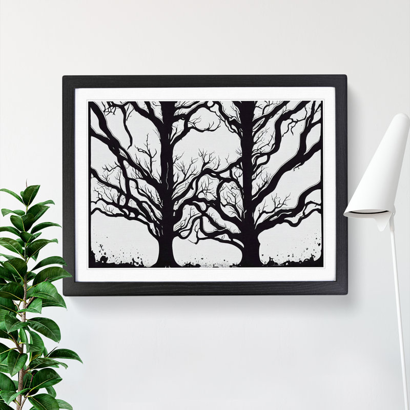 Graceful Trees - Single Picture Frame Print, Black Framed, 46cm H x 64cm W x 2cm D