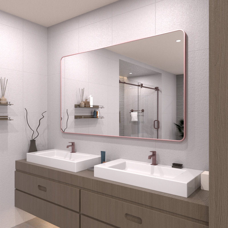 TaiMei Lucha Rectangular Framed Wall Bathroom Vanity Mirror, 36" x 60", Gold