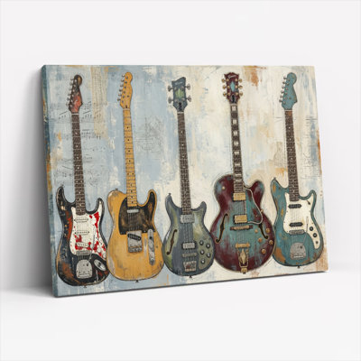 Art mural sur toile Gallery Wrap for pour le salon, la chambre à coucher, le bureau ou le vestibule - Décoration murale décorative avec guitare