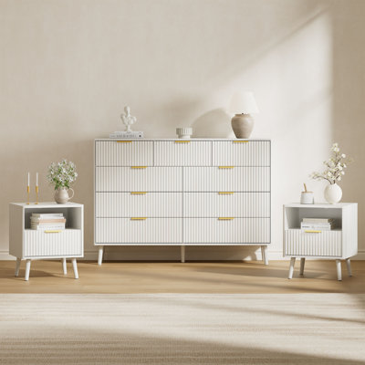 Ensemble de chambre à coucher 3 pièces (1 commode + 2 tables de chevet) (ensemble de 3)
