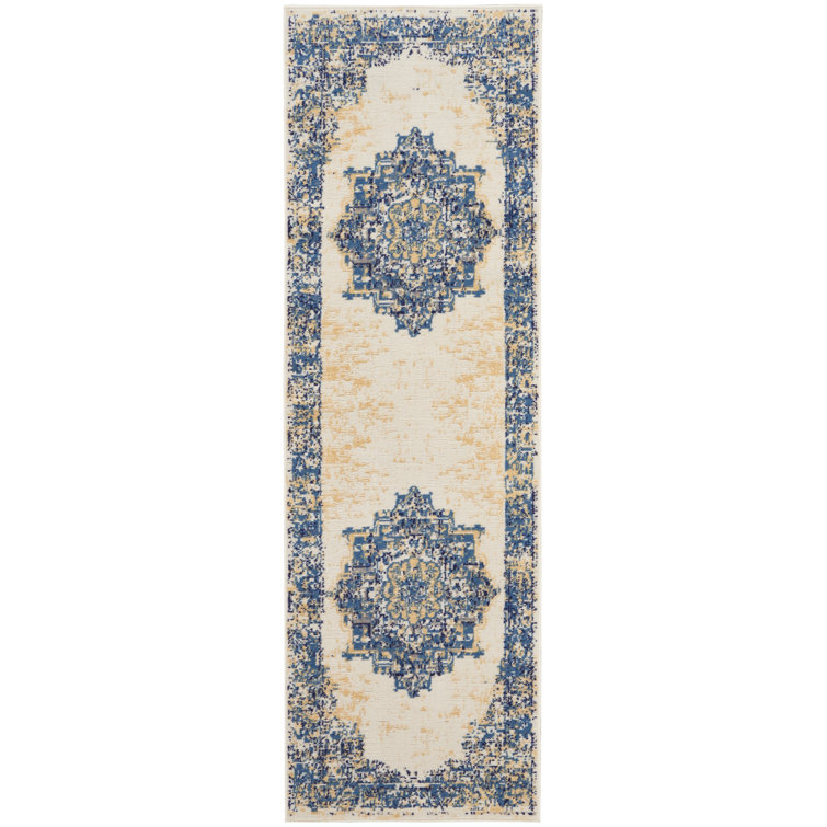 Burnie Oriental Blue/Ivory Area Rug